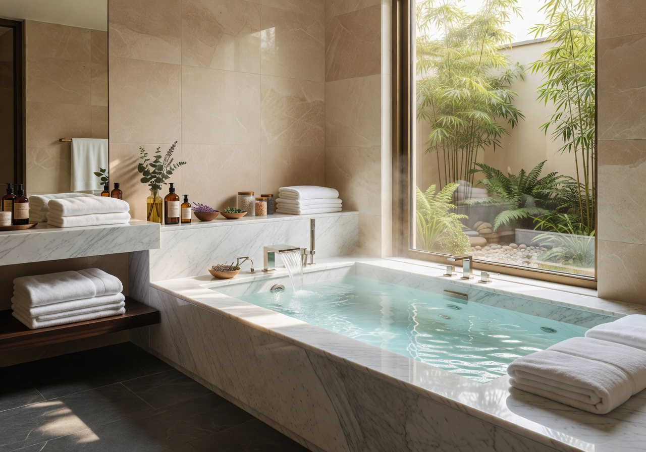 Hotel luxury spa treatment room hydrotherapy