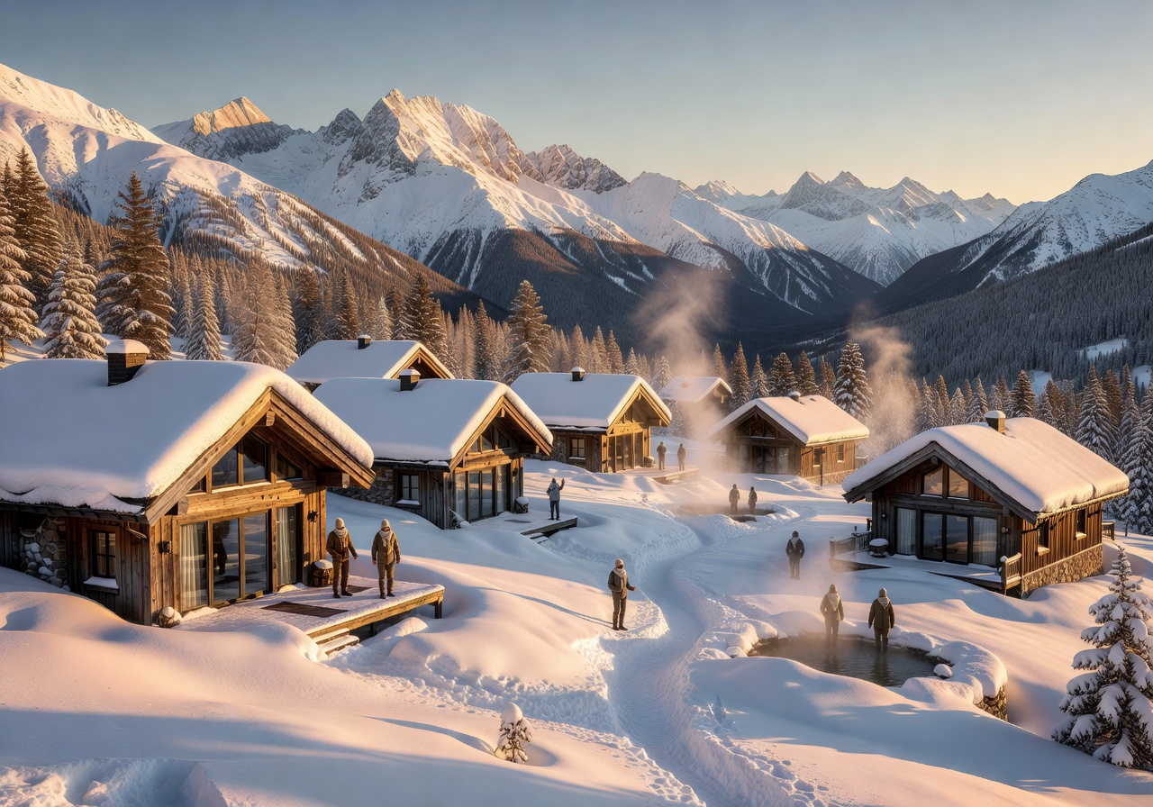 Mountain wellness retreat snow landscape